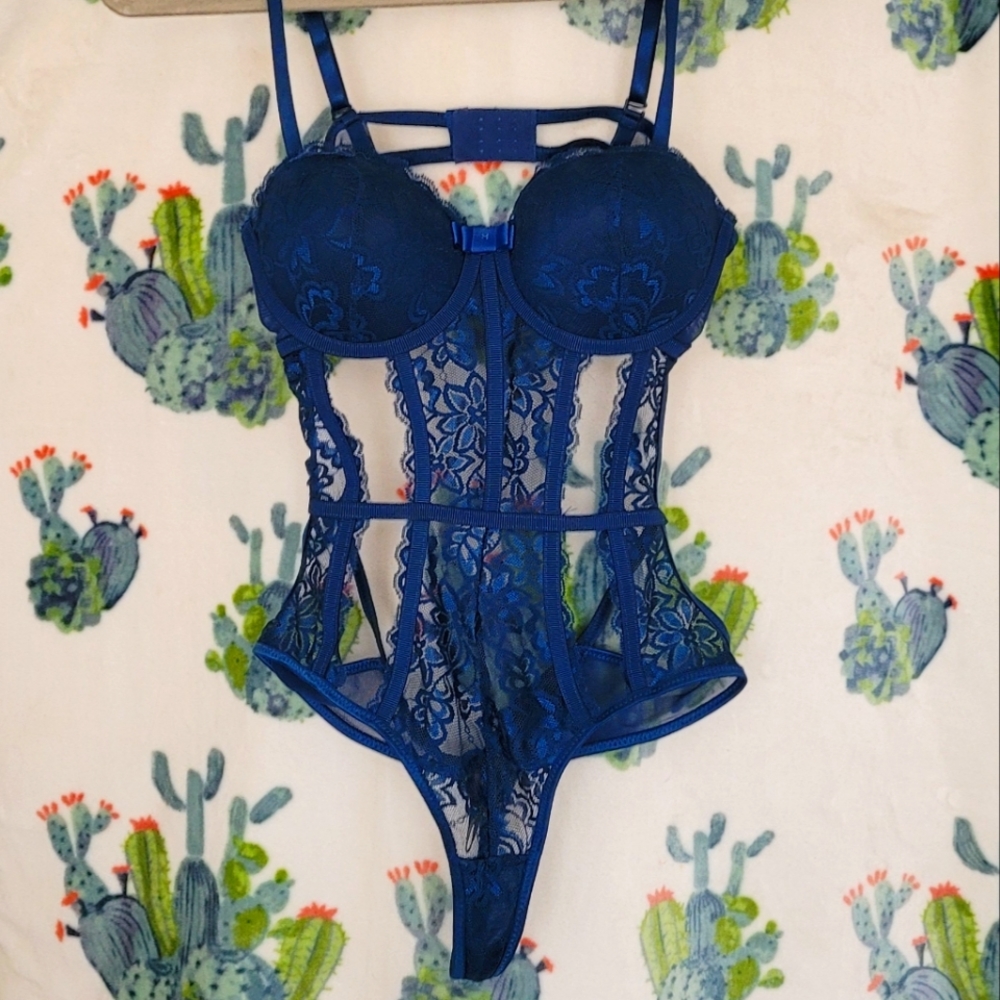 New Teal BodyRage Strappy Teddy Lingerie M